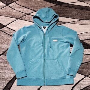 PATAGONIA PASTEL P6 LABEL AHNYA FULL-ZIP ORGANIC COTTON TEAL HOODIE SWEATSHIRT